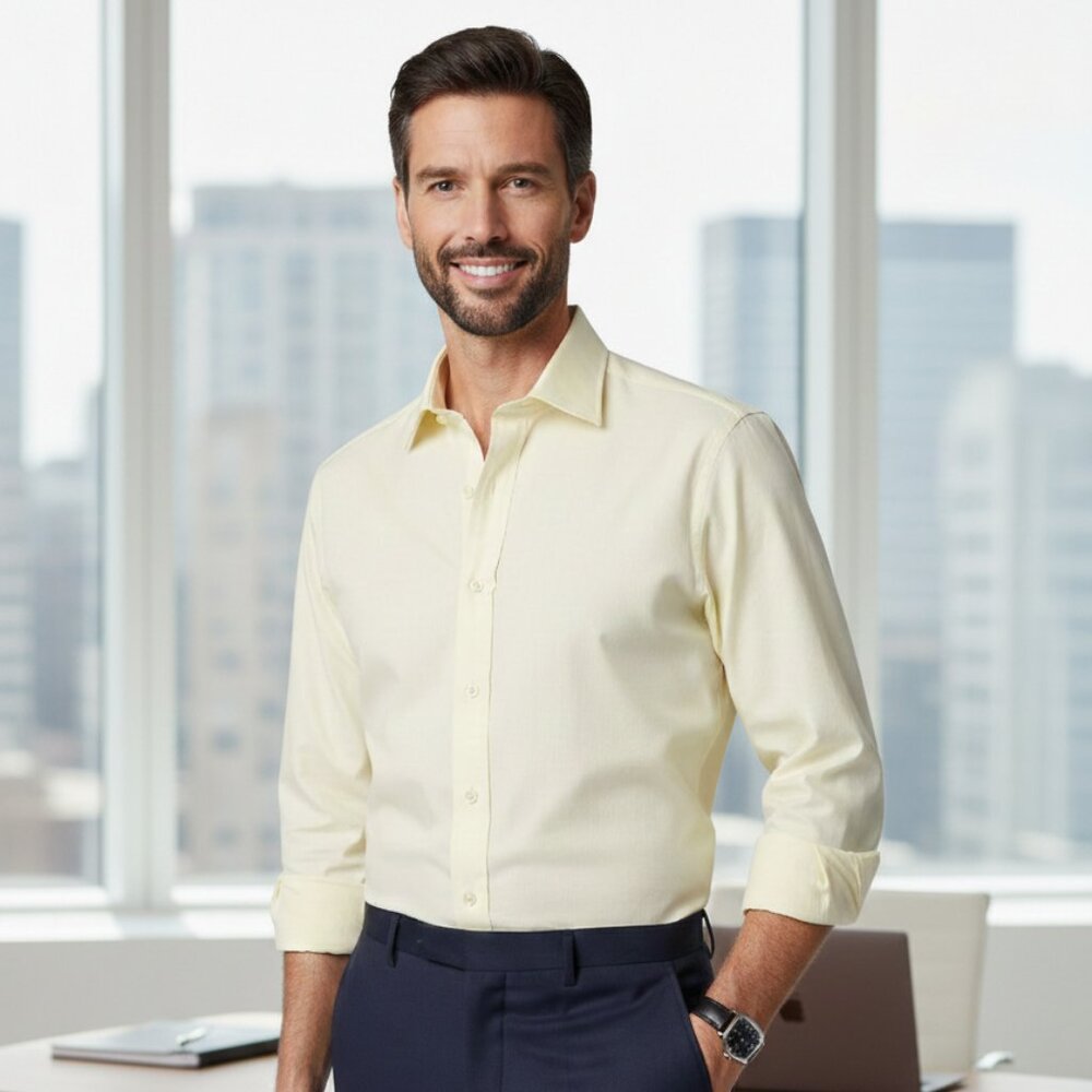 Daniel Cremieux Henry Shirt • Classic Fit • 16.5/35 • Cream • Perfect